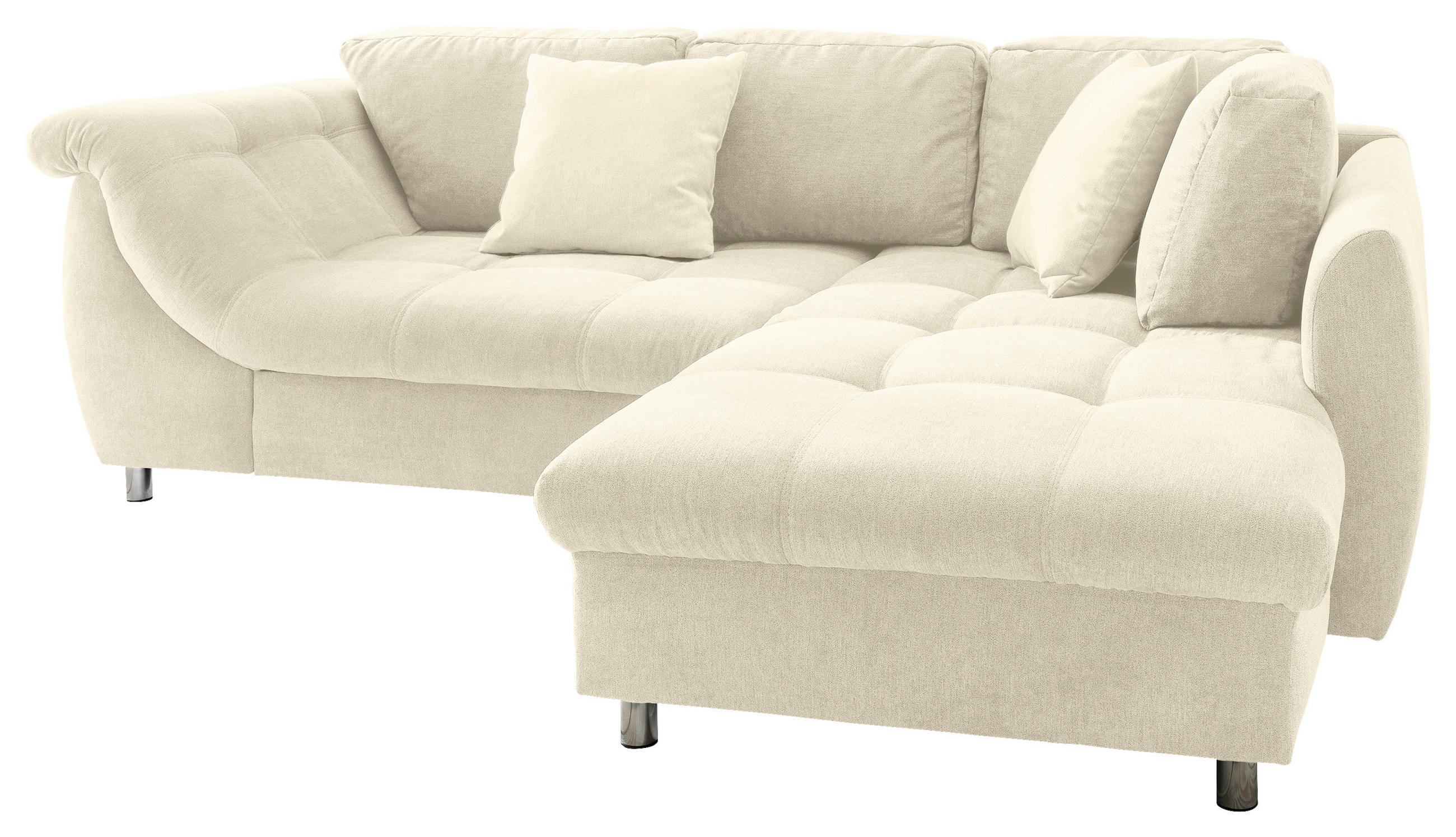 ECKSOFA Beige Mikrofaser  - Chromfarben/Beige, Design, Textil (250/190cm) - Livetastic