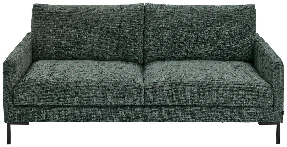 3-SITZER-SOFA  in Webstoff Dunkelgrün  - Dunkelgrün/Schwarz, KONVENTIONELL, Textil/Metall (196/78/90cm) - Hom`in