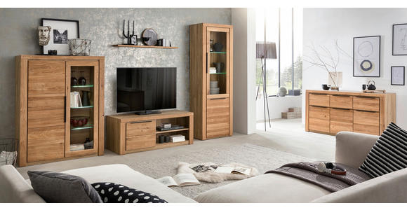 HIGHBOARD in 108/141/40 cm - Eichefarben/Schwarz, Natur, Glas/Holz (108/141/40cm) - Carryhome