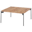 COUCHTISCH Eiche massiv 80/80/38 cm quadratisch Naturfarben, Schwarz  - Schwarz/Naturfarben, Design, Holz/Metall (80/80/38cm) - Linea Natura