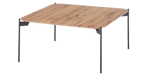 COUCHTISCH Eiche massiv 80/80/38 cm quadratisch Naturfarben, Schwarz  - Schwarz/Naturfarben, Design, Holz/Metall (80/80/38cm) - Linea Natura