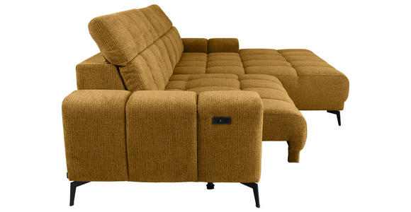 ECKSOFA inkl.Funktionen Senfgelb Chenille  - Senfgelb/Schwarz, MODERN, Textil/Metall (300/195cm) - Xora