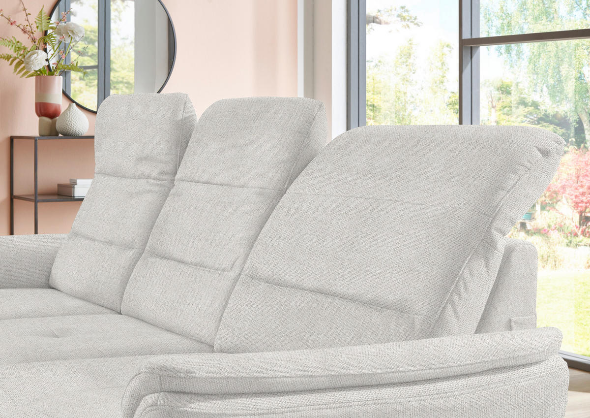 ECKSOFA in Flachgewebe Weiß  260/181 cm  - Schwarz/Weiß, KONVENTIONELL, Textil/Metall (260/181cm) - Beldomo Speed