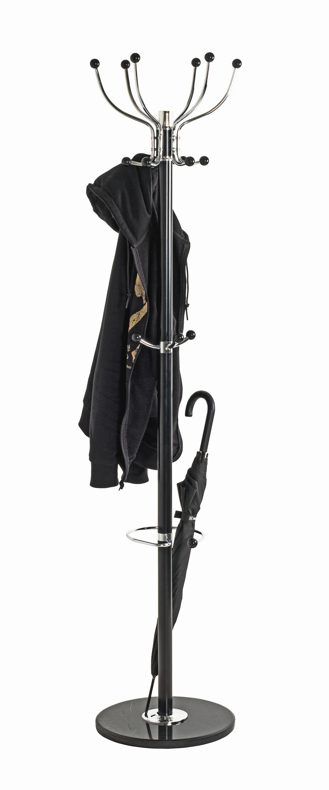 VEŠIAK NA KABÁTY - čierna/chrómová, Design, kov/kameň (38/176cm) - Carryhome