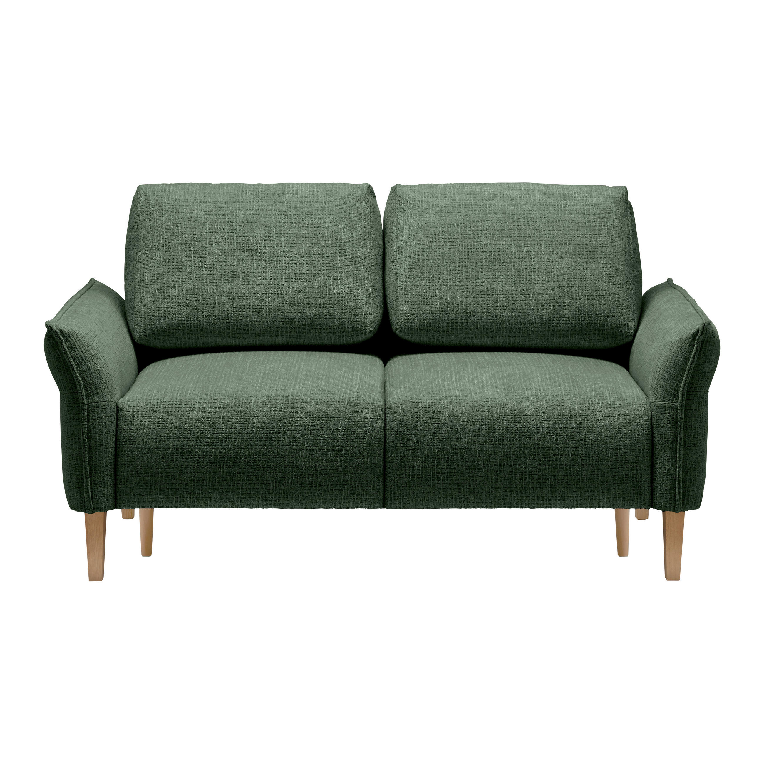 2-SITZER-SOFA in Webstoff Dunkelgrün  - Dunkelgrün/Eichefarben, Modern, Holz/Textil (150/85/92cm) - MID.YOU