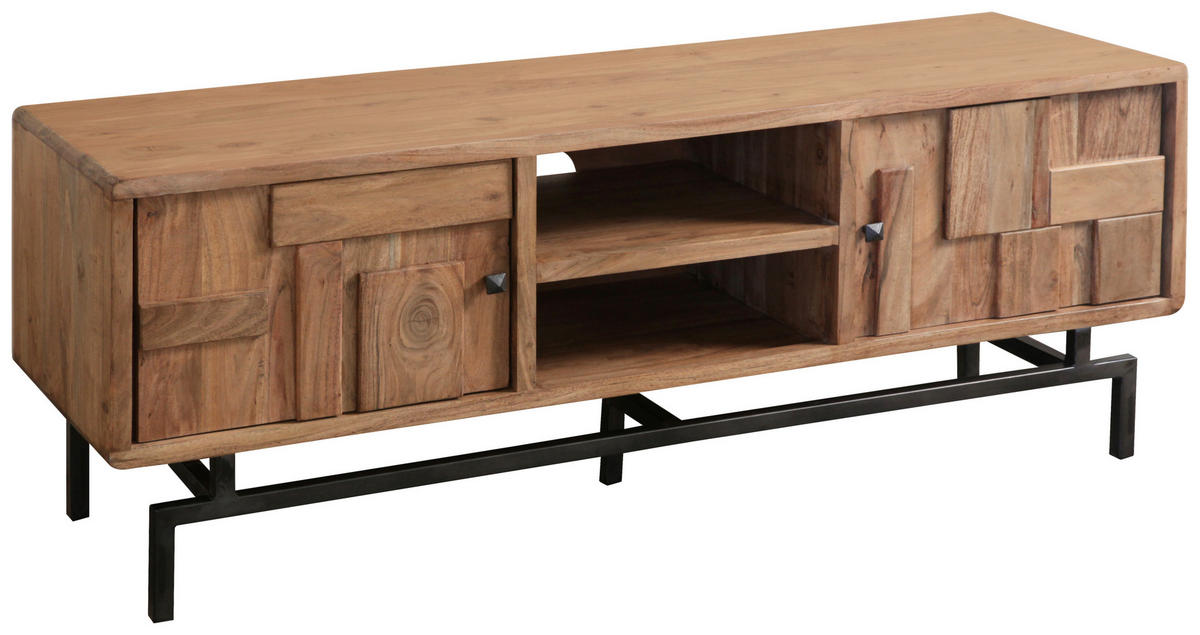 LOWBOARD  in 148/55/45 cm  - Dunkelgrau/Naturfarben, Natur, Holz/Metall (148/55/45cm) - MID.YOU