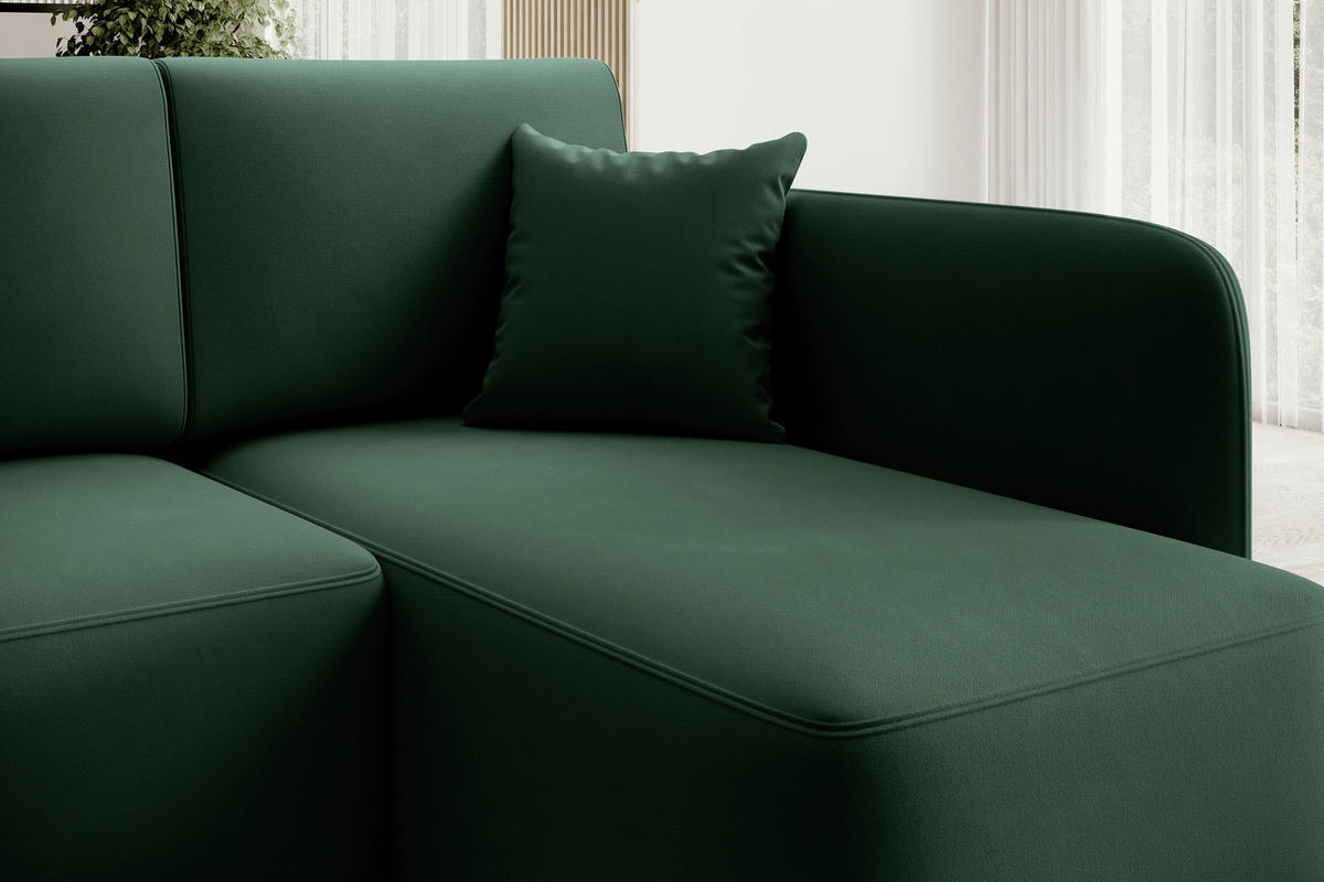 ECKSOFA Plüsch Grün  - Schwarz/Grün, Design, Kunststoff/Textil (206/150cm) - P & B