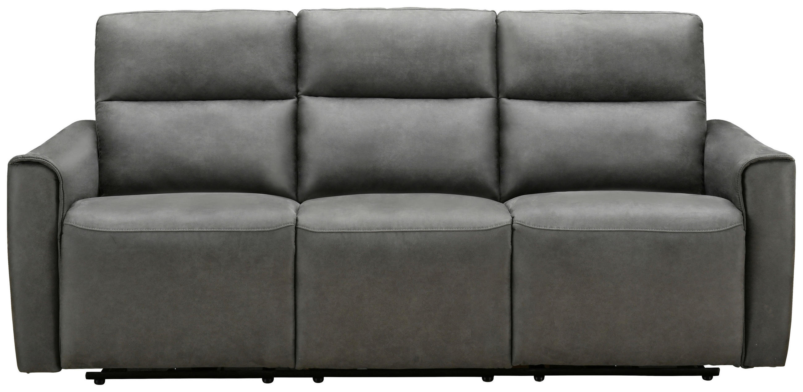 RELAX-DREISITZER-SOFA Mikrofaser Grau  - Schwarz/Grau, MODERN, Kunststoff/Textil (205/96/66cm) - Livetastic