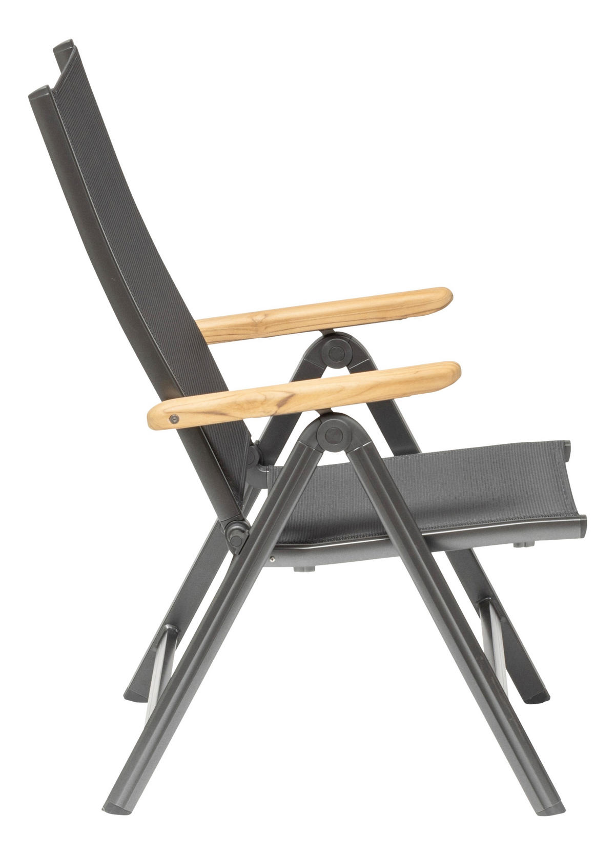 GARTENKLAPPSESSEL Teakholz Aluminium Anthrazit, Naturfarben  - Anthrazit/Naturfarben, Basics, Holz/Textil (61/109/65cm) - Kettler