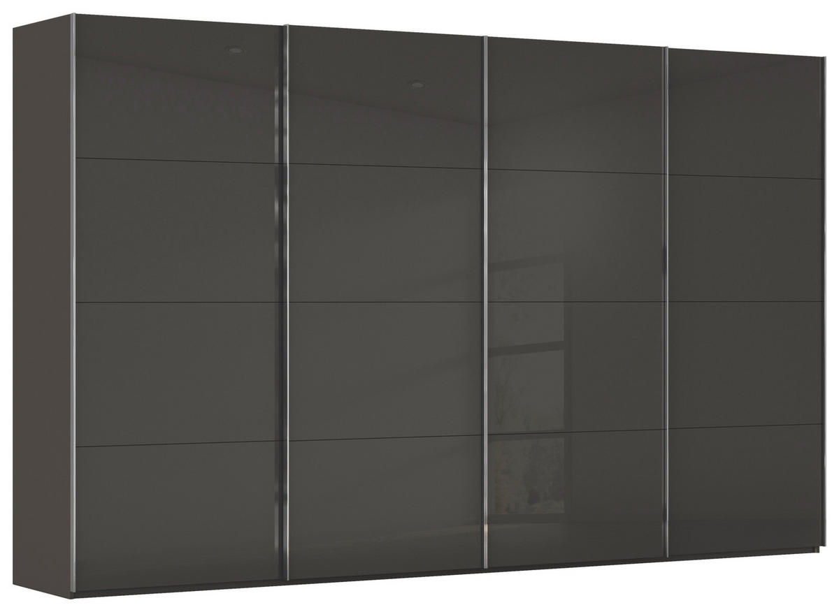 SCHWEBETÜRENSCHRANK  in Graphitfarben, Schwarz  - Chromfarben/Graphitfarben, Design, Glas/Holzwerkstoff (361/223/68cm) - Novel