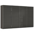 SCHWEBETÜRENSCHRANK 361/223/68 cm 4-türig Graphitfarben, Schwarz  - Chromfarben/Graphitfarben, Design, Glas/Holzwerkstoff (361/223/68cm) - Novel