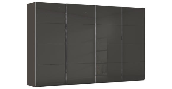 SCHWEBETÜRENSCHRANK 361/223/68 cm 4-türig Graphitfarben, Schwarz  - Chromfarben/Graphitfarben, Design, Glas/Holzwerkstoff (361/223/68cm) - Novel
