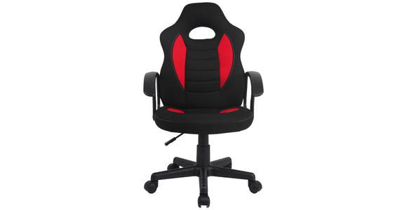 JUGENDDREHSTUHL in Webstoff Rot, Schwarz - Rot/Schwarz, KONVENTIONELL, Kunststoff/Textil (54/88 (98)/59cm) - Cantus
