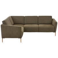 ECKSOFA Olivgrün Flachgewebe  - Eichefarben/Olivgrün, Design, Holz/Textil (189/236cm) - Valnatura