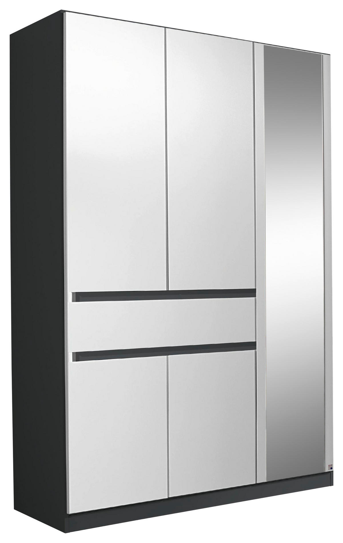 GARDEROB 136/197/54 cm 5-dörrar - vit/grå, Design, trämaterial/glas (136/197/54cm) - Rauch Möbel