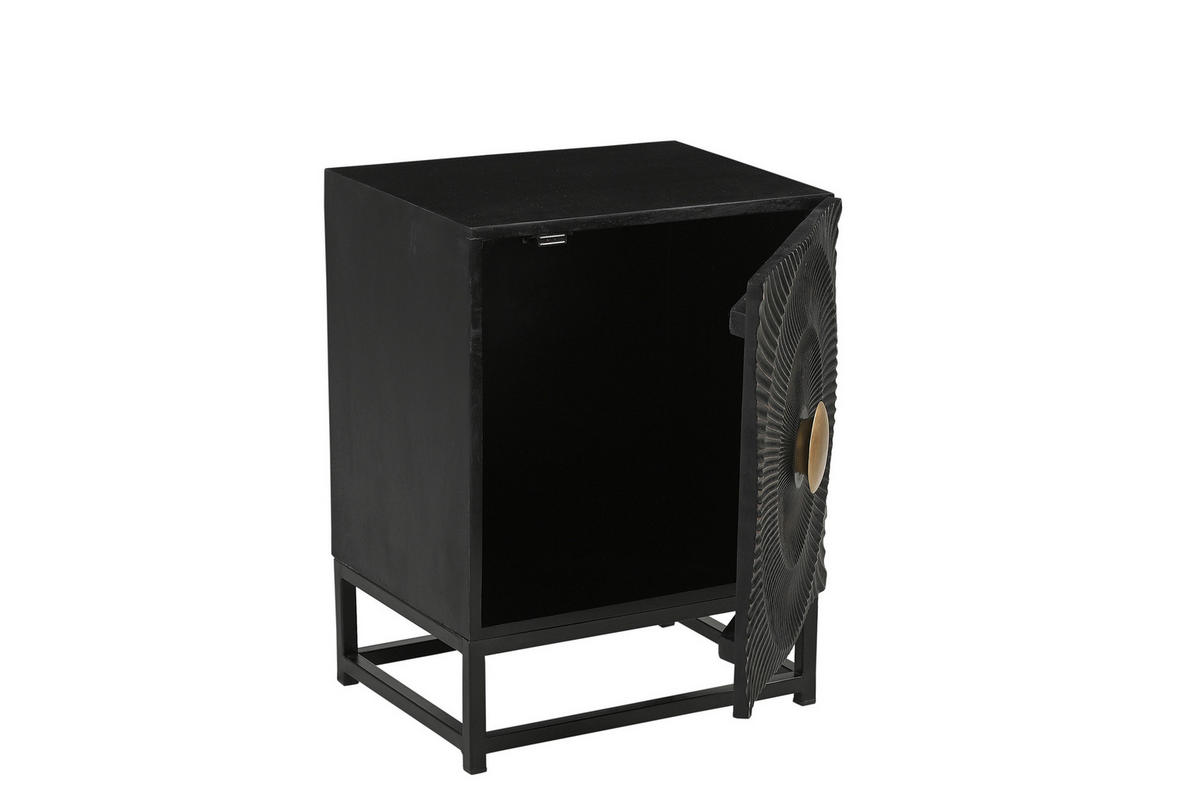 NACHTSCHRANK 45/60/35 cm Mangoholz massiv  - Goldfarben/Schwarz, Basics, Holz/Metall (45/60/35cm) - Livetastic