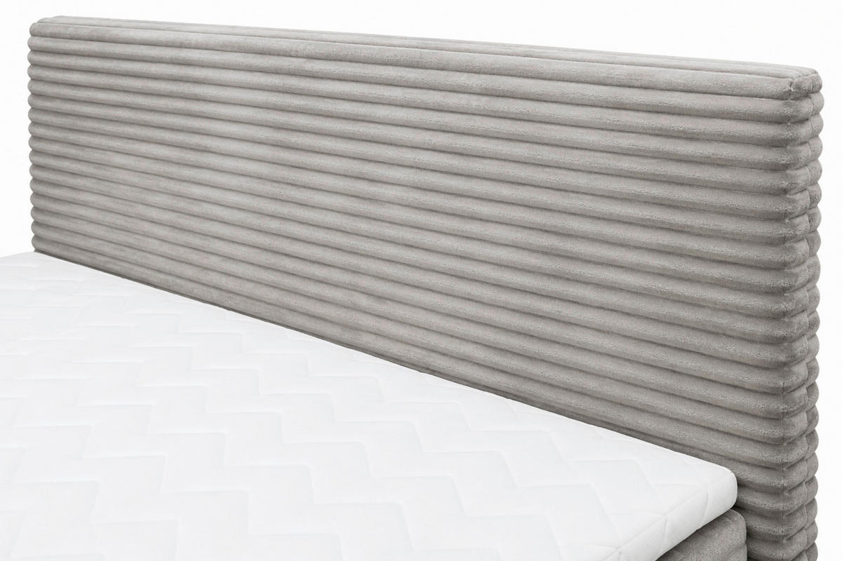 BOXBETT 180/200 cm,  in Grau, Bettkasten, Topper, H3 + H3 = fest  - Chromfarben/Grau, MODERN, Holz/Kunststoff (180/200cm) - MID.YOU