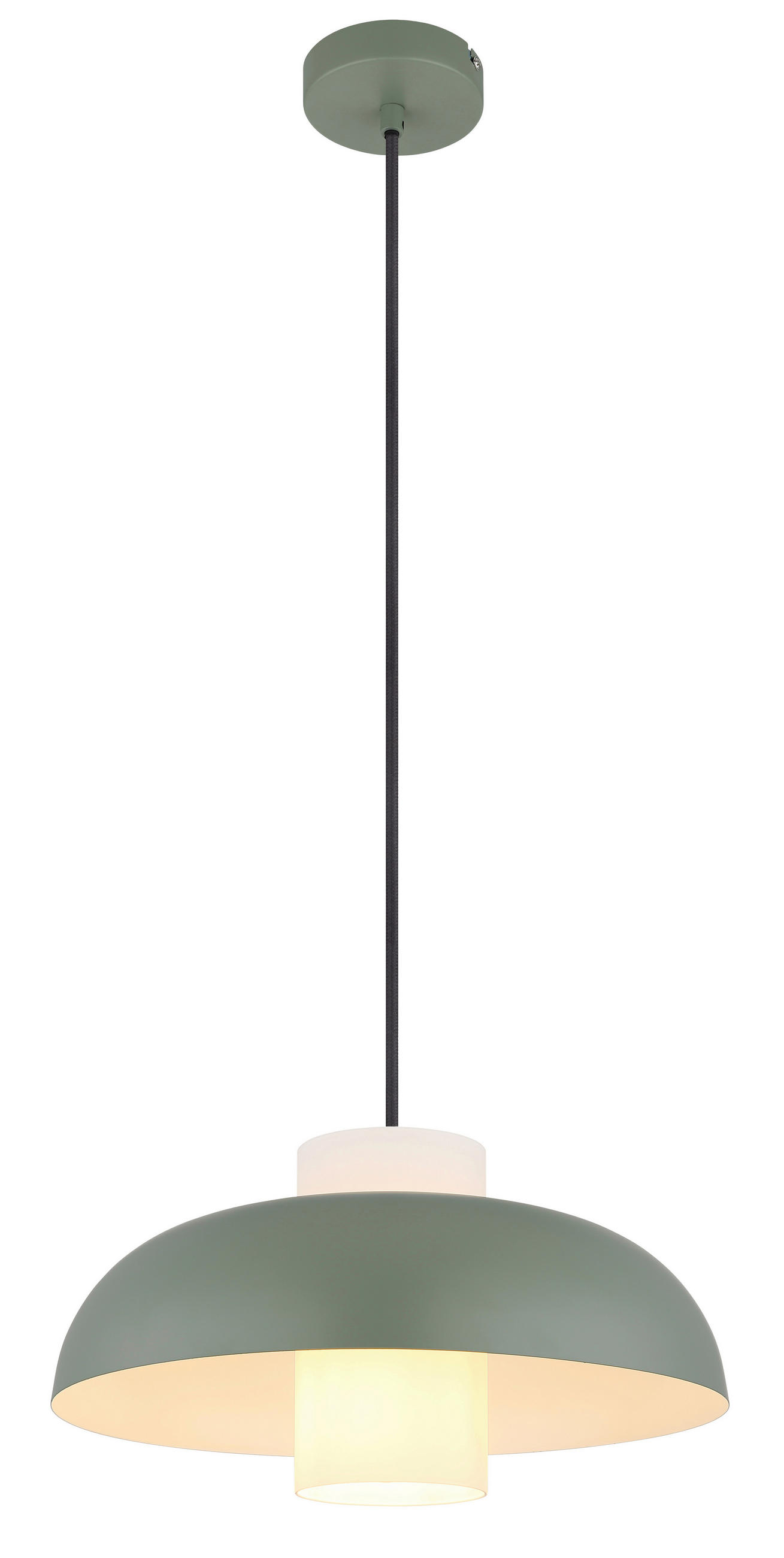 HÄNGELEUCHTE 38/120 cm  - Weiß/Grün, Trend, Glas/Textil (38/120cm) - Globo