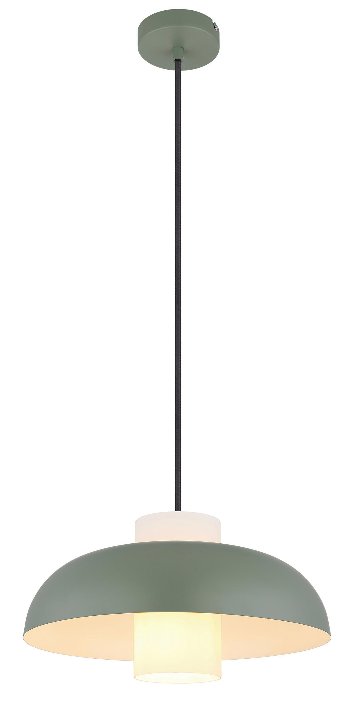 HÄNGELEUCHTE 38/120 cm  - Weiß/Grün, Trend, Glas/Textil (38/120cm) - Globo