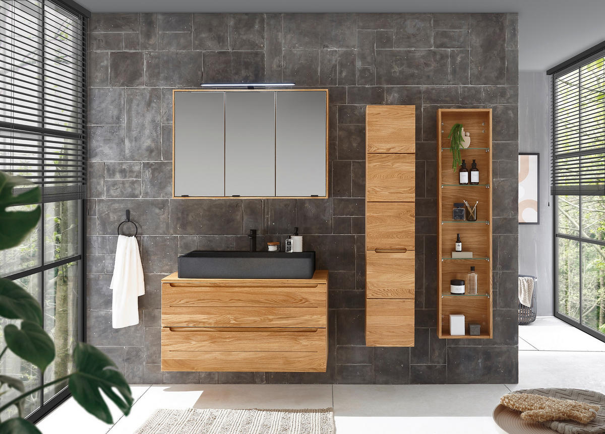 WASCHBECKEN 82/13/42 cm  - Schwarz, Basics, Stein (82/13/42cm) - Linea Natura