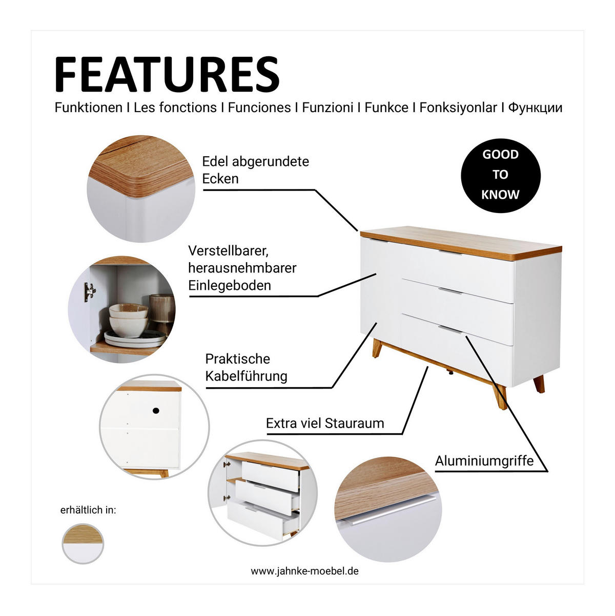 SIDEBOARD  in 120/77/39 cm  - Eichefarben/Alufarben, KONVENTIONELL, Holzwerkstoff/Metall (120/77/39cm) - Livetastic