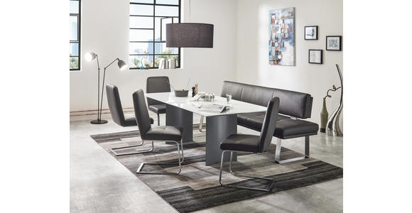 ESSTISCH in Metall, Glas 220/100/75 cm - Dunkelgrau/Weiß, Design, Glas/Metall (220/100/75cm) - Dieter Knoll