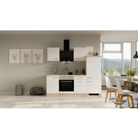 KUCHYNSKÁ LINKA VALERO 220 - biela s vysokým leskom/farba ušľachtilej ocele, Modern, kov/kompozitné drevo (220cm) - FlexWell