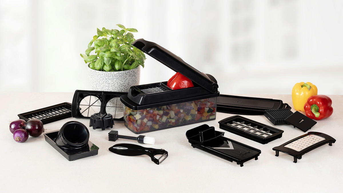 KÜCHENHELFERSET Nicer Dicer  - Schwarz, Basics, Kunststoff/Metall (28,5/13/11cm) - Genius