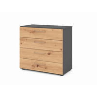AKTENSCHRANK Graphitfarben, Eiche dunkel  - Eiche dunkel/Graphitfarben, Basics, Holzwerkstoff (80/74,8/41,7cm) - Venda