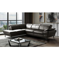 ECKSOFA  in Lederlook Echtleder Dunkelbraun  - Dunkelbraun/Schwarz, Design, Leder/Textil (211/264cm) - Livetastic