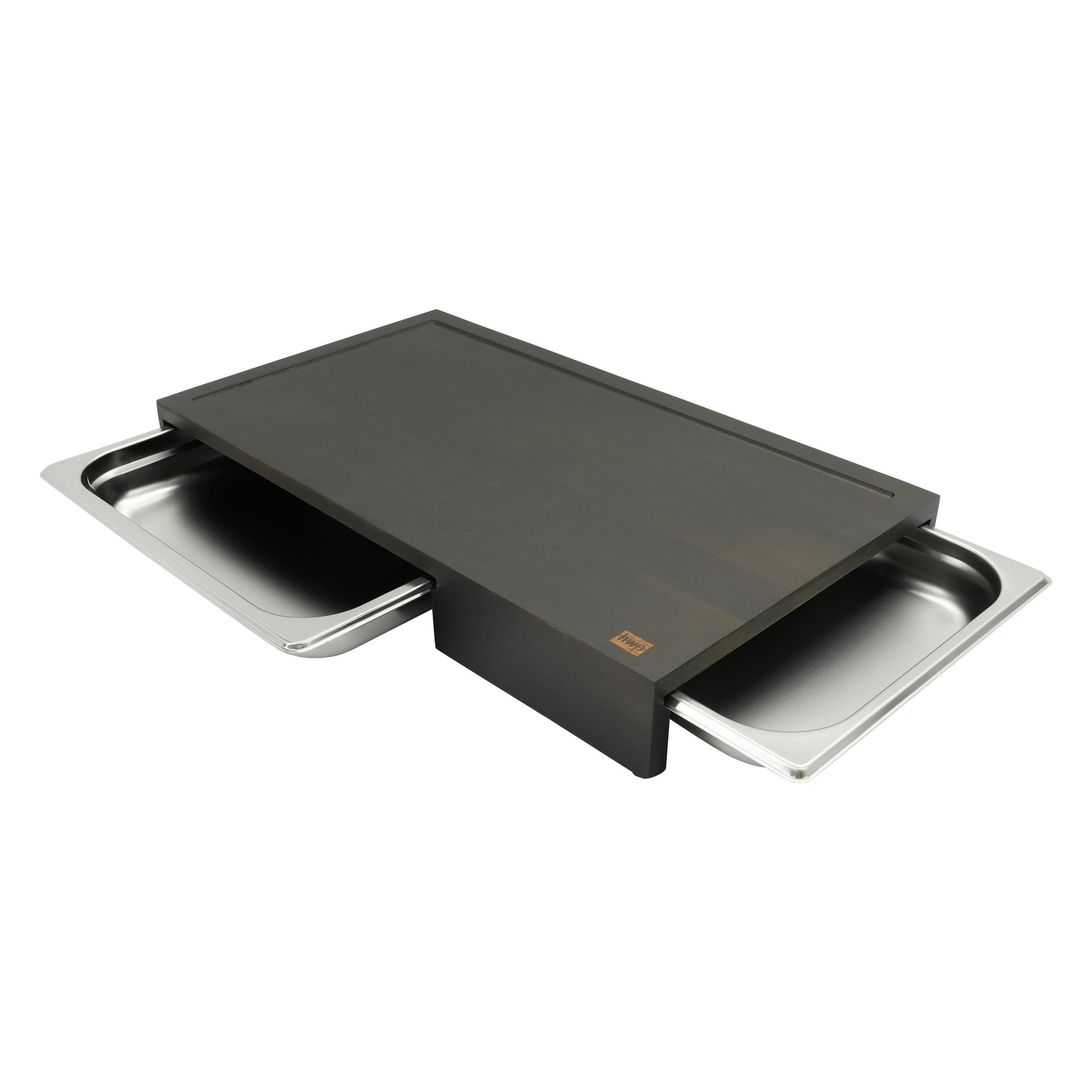 Tocător - culoare inox/culoare lemn acacia, Basics, lemn/metal (51/28,5/7cm) - Homeware Profession.