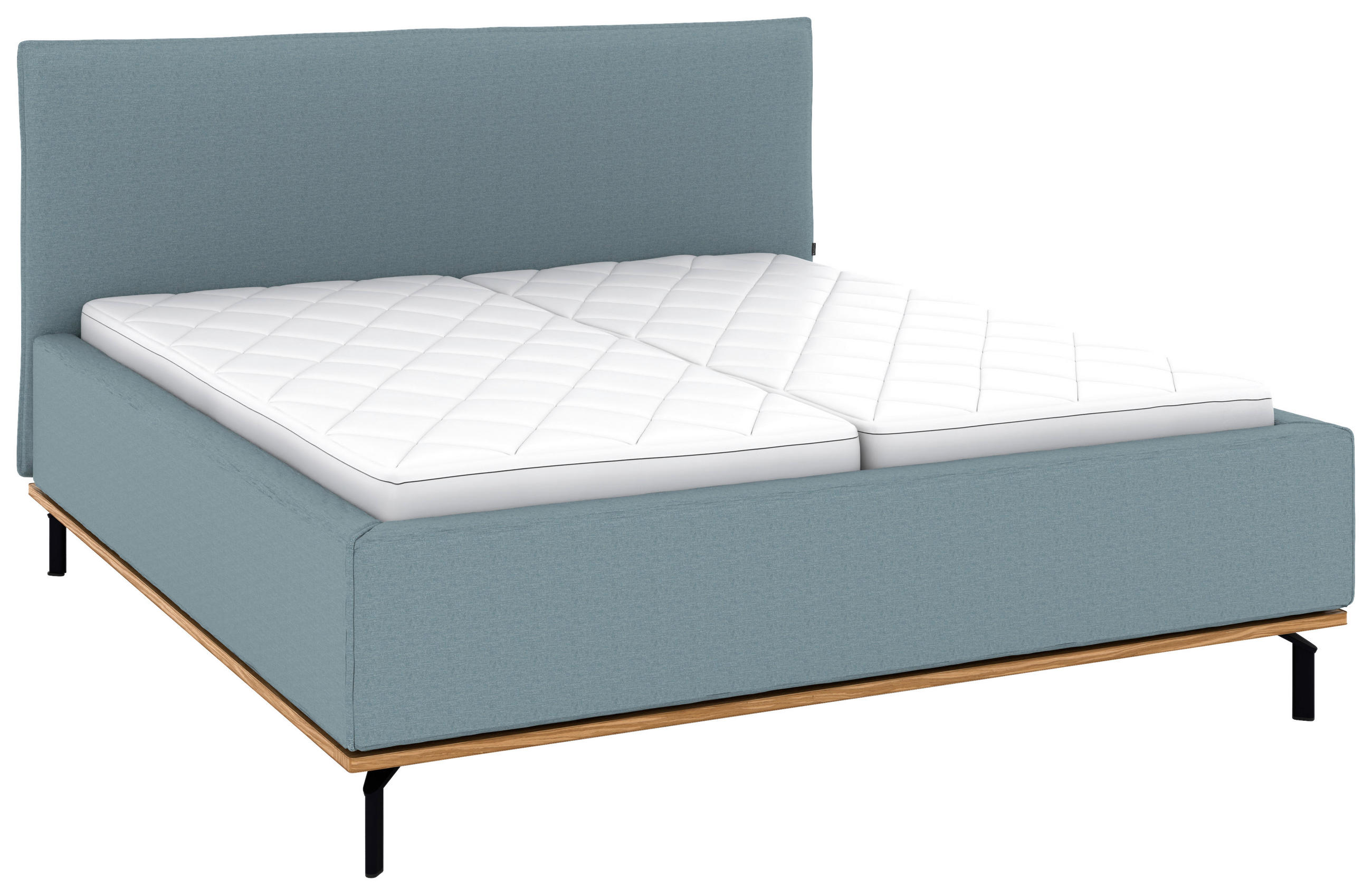 POLSTERBETT 180/200 cm,  in Blau, Matratze, Lattenrost, Bettkasten, H2 + H2 = mittel  - Blau/Graphitfarben, Design, Holz/Textil (180/200cm) - Musterring