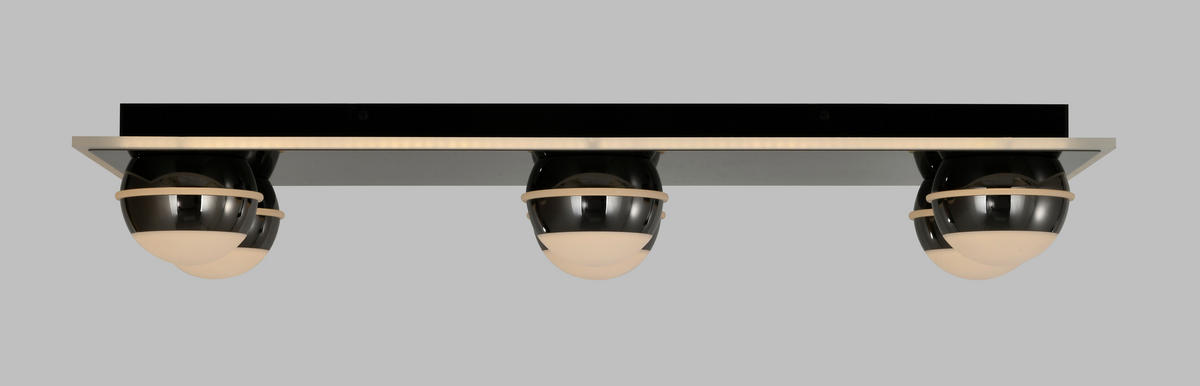 LED-DECKENLEUCHTE Biarritz 74/32/12,5 cm  - Schwarzchrom, Design, Kunststoff/Metall (74/32/12,5cm)