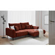 ECKSOFA in Cord Kupferfarben  - Schwarz/Kupferfarben, KONVENTIONELL, Textil/Metall (250/185cm) - Carryhome