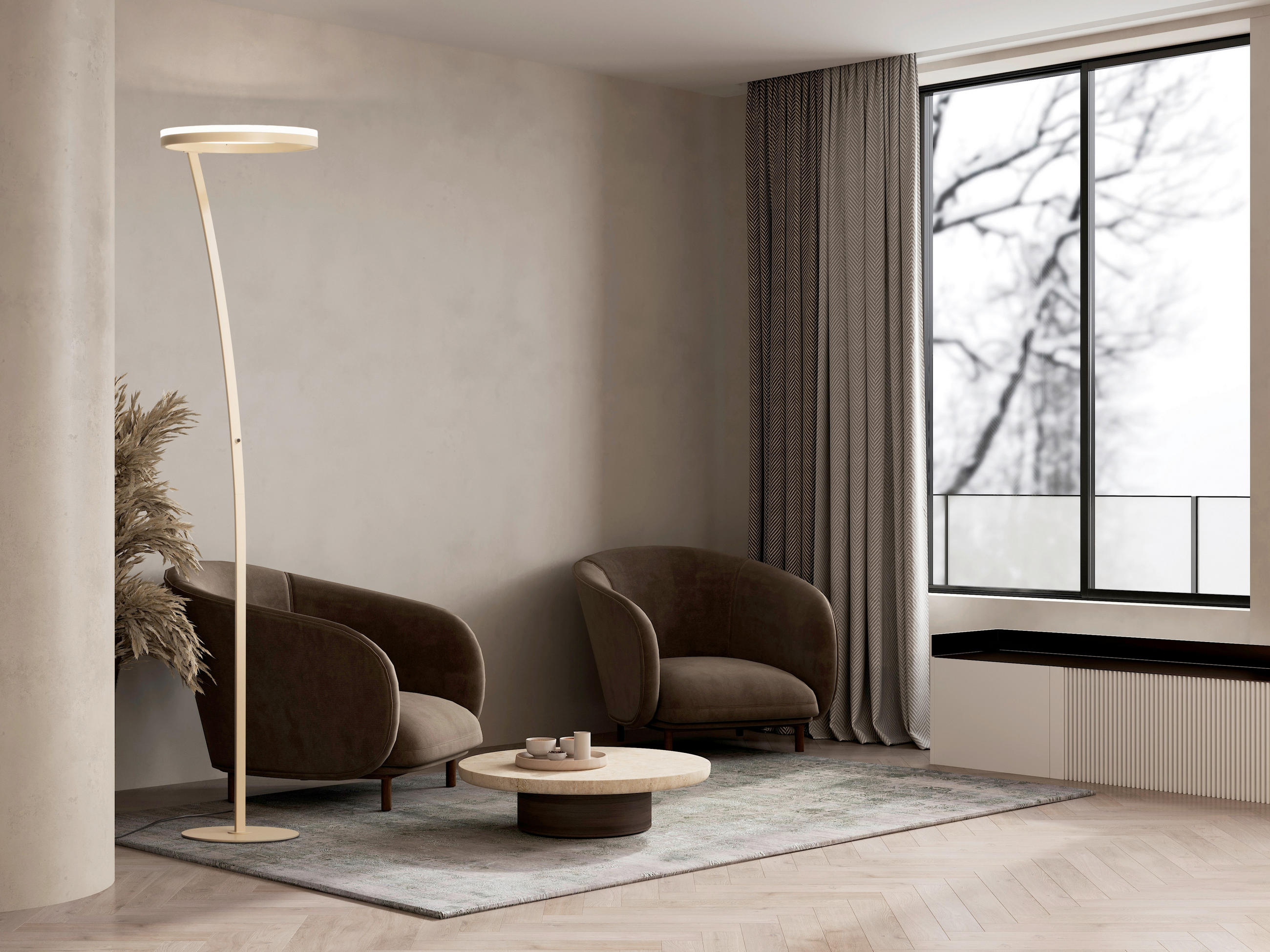 LED-STEHLEUCHTE Sirko 40/177/40 cm   - Sandfarben/Schwarz, Design, Metall (40/177/40cm) - Fischer & Honsel