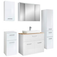 BADEZIMMER 7-teilig  in 160 cm  - Chromfarben/Eichefarben, MODERN, Glas/Keramik (160cm) - Sadena