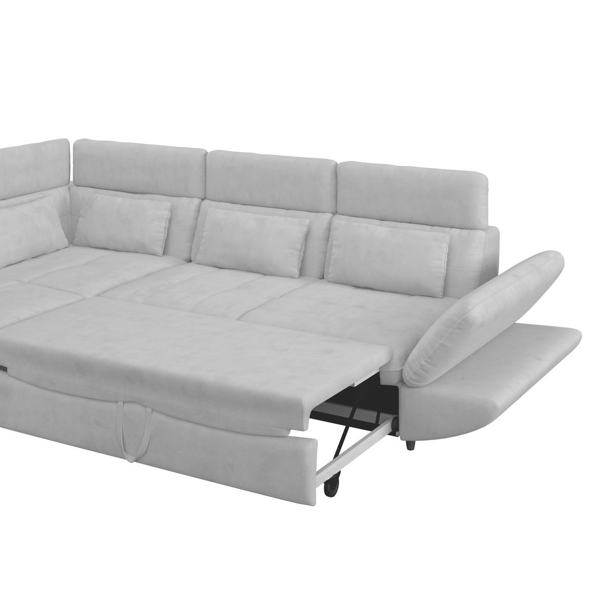 WOHNLANDSCHAFT in Mikrofaser Hellgrau  - Hellgrau/Schwarz, Modern, Kunststoff/Textil (311/233cm) - MID.YOU