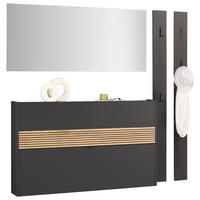 GARDEROBE 4-teilig  in 170/200/18 cm  - Eichefarben/Graphitfarben, Design, Glas/Holzwerkstoff (170/200/18cm) - Voleo