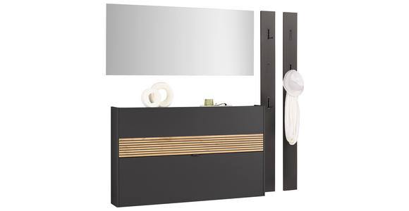 GARDEROBE 4-teilig  in 170/200/18 cm  - Eichefarben/Graphitfarben, Design, Glas/Holzwerkstoff (170/200/18cm) - Voleo