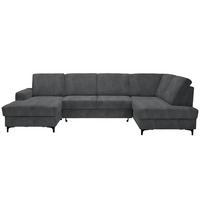 WOHNLANDSCHAFT Flachgewebe Grau  - Schwarz/Grau, Konventionell, Textil/Metall (167/317/185cm) - Stylife