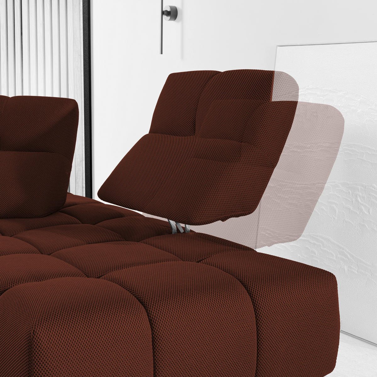 ECKSOFA in Struktur Rostfarben  - Rostfarben/Schwarz, Design, Kunststoff/Textil (313/233cm) - Emilio Belluti