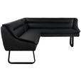 ECKBANK 237/178 cm Struktur Echtleder Schwarz   - Schwarz, Design, Leder/Textil (237/178cm) - Novel