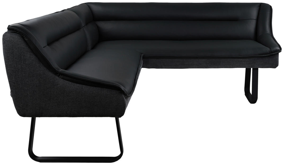 ECKBANK 237/178 cm Struktur Echtleder Schwarz   - Schwarz, Design, Leder/Textil (237/178cm) - Novel