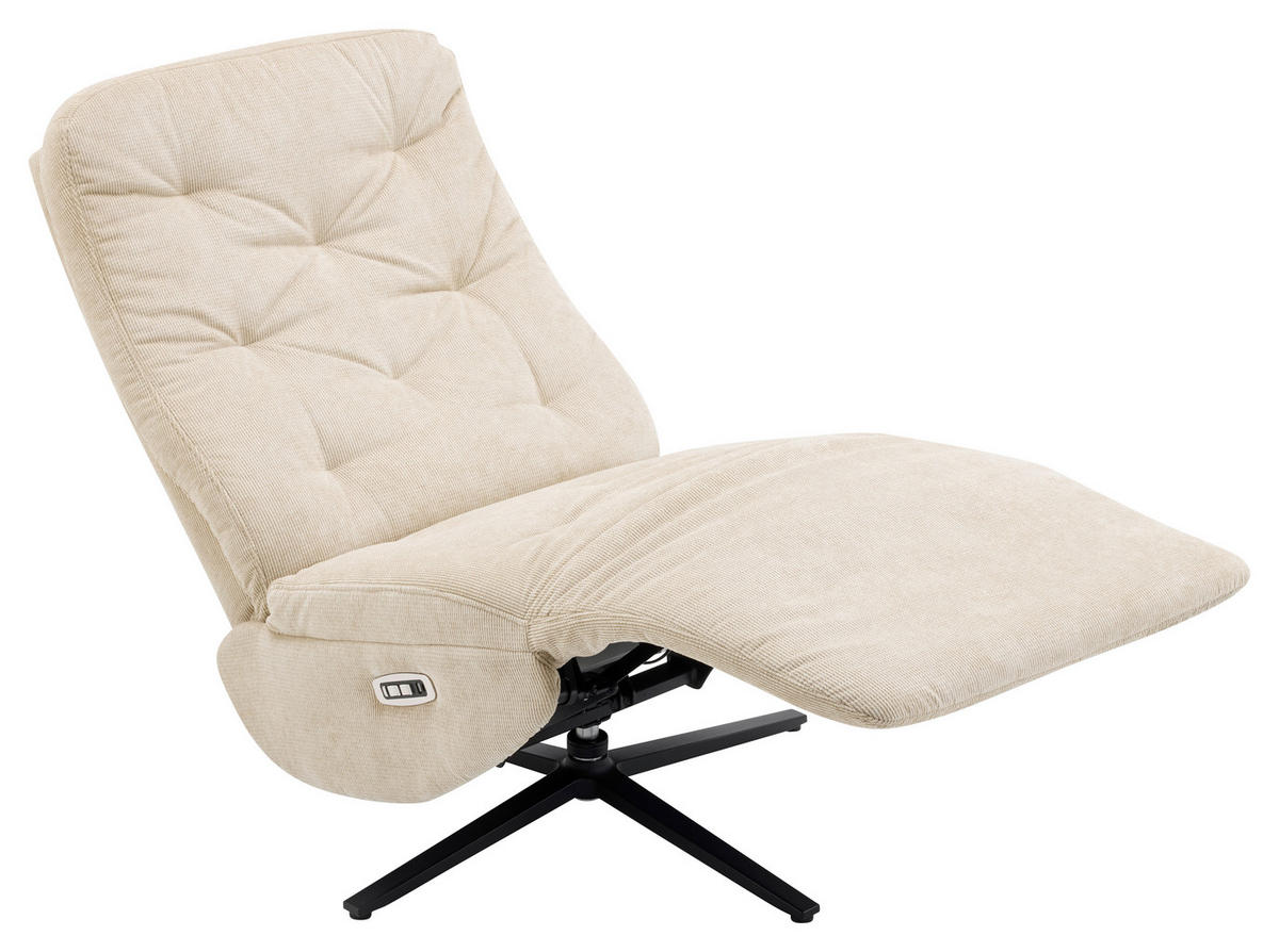RELAXSESSEL NORA Webstoff    - Beige/Schwarz, Design, Textil/Metall (68/113/84cm) - Livetastic