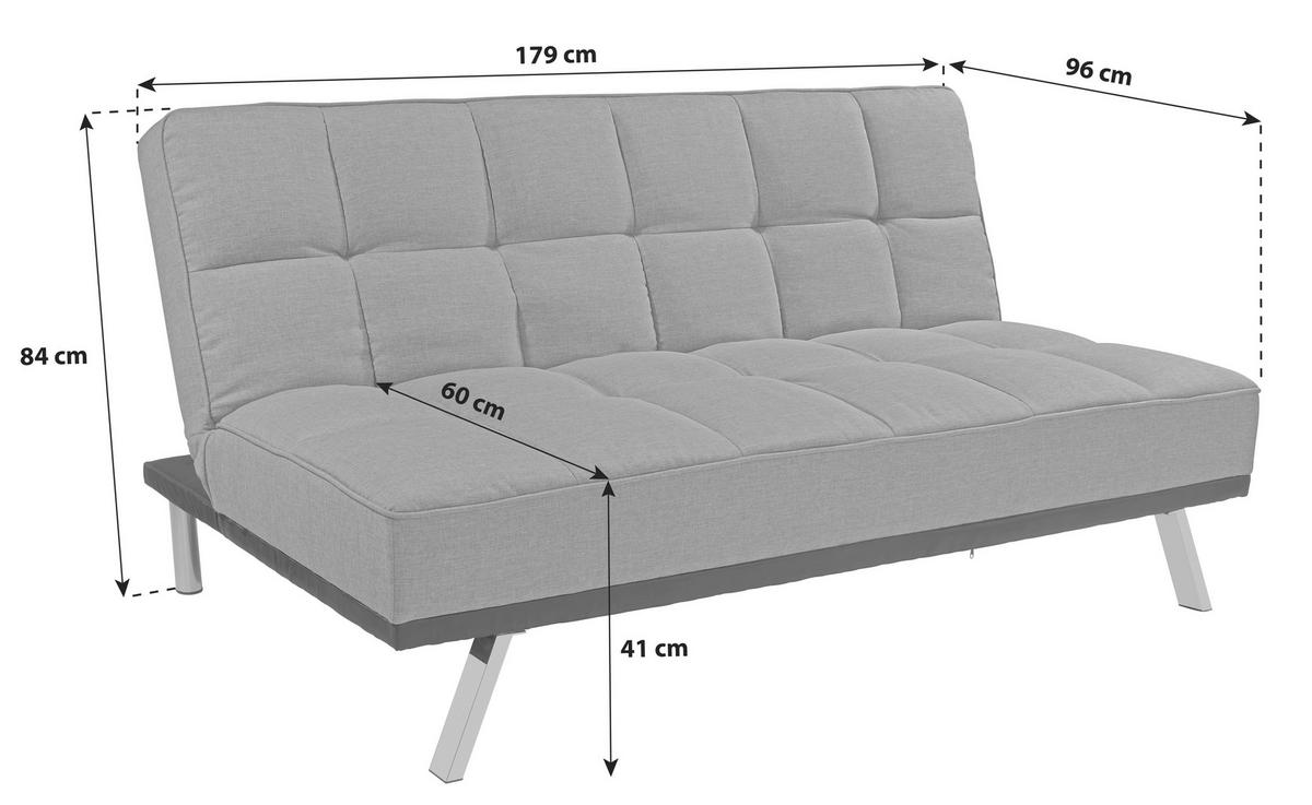 SCHLAFSOFA in Mikrofaser Anthrazit, Edelstahlfarben  - Edelstahlfarben/Anthrazit, Basics, Textil/Metall (179/84/96cm) - MID.YOU