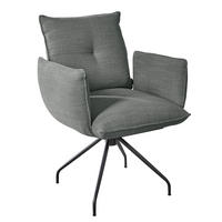 ARMLEHNSTUHL  in Stahl Struktur  - Platinfarben/Schwarz, Design, Textil/Metall (65/90/70cm) - Dieter Knoll