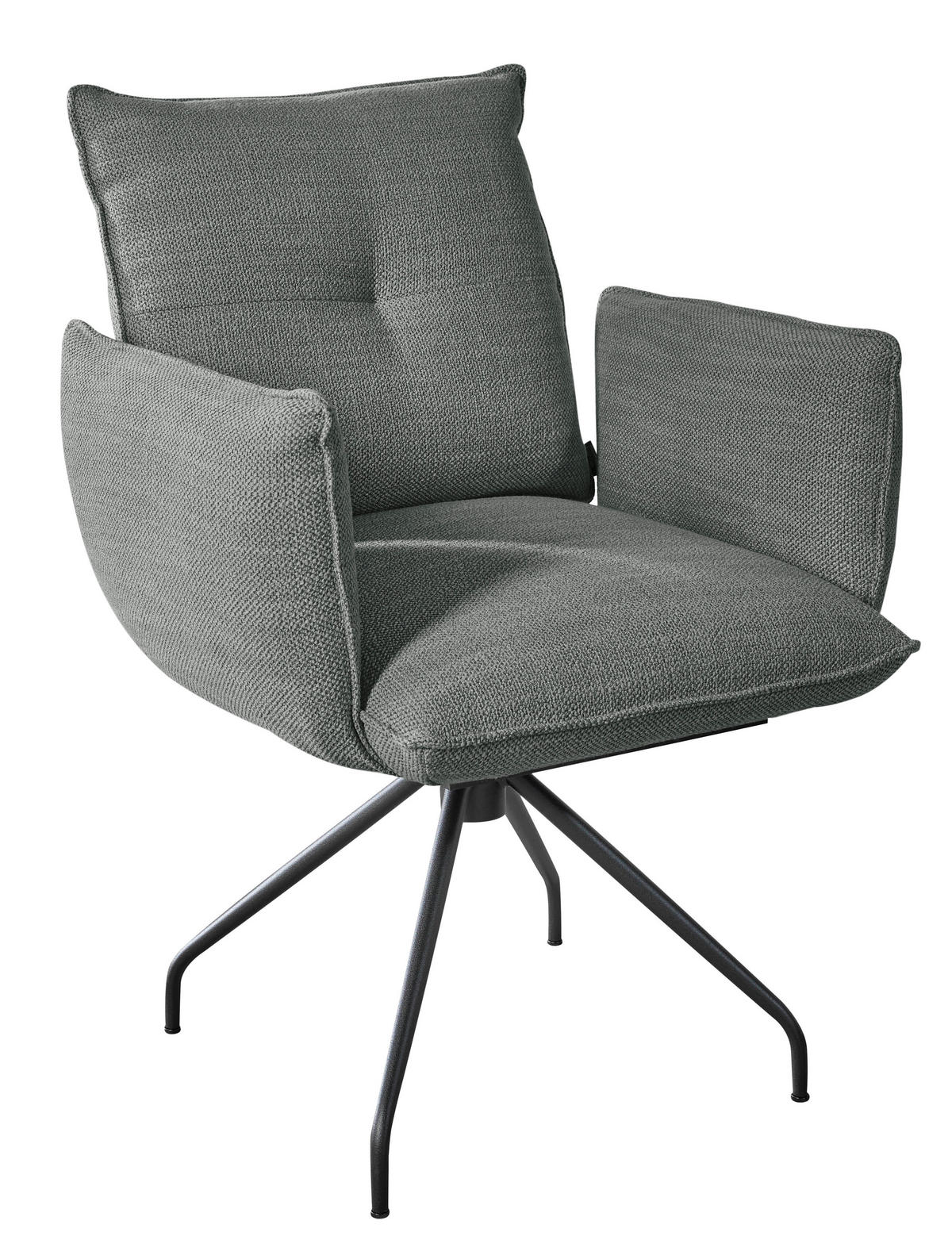 ARMLEHNSTUHL  in Stahl Struktur  - Platinfarben/Schwarz, Design, Textil/Metall (65/90/70cm) - Dieter Knoll