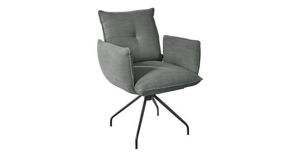 ARMLEHNSTUHL  in Stahl Struktur  - Platinfarben/Schwarz, Design, Textil/Metall (65/90/70cm) - Dieter Knoll