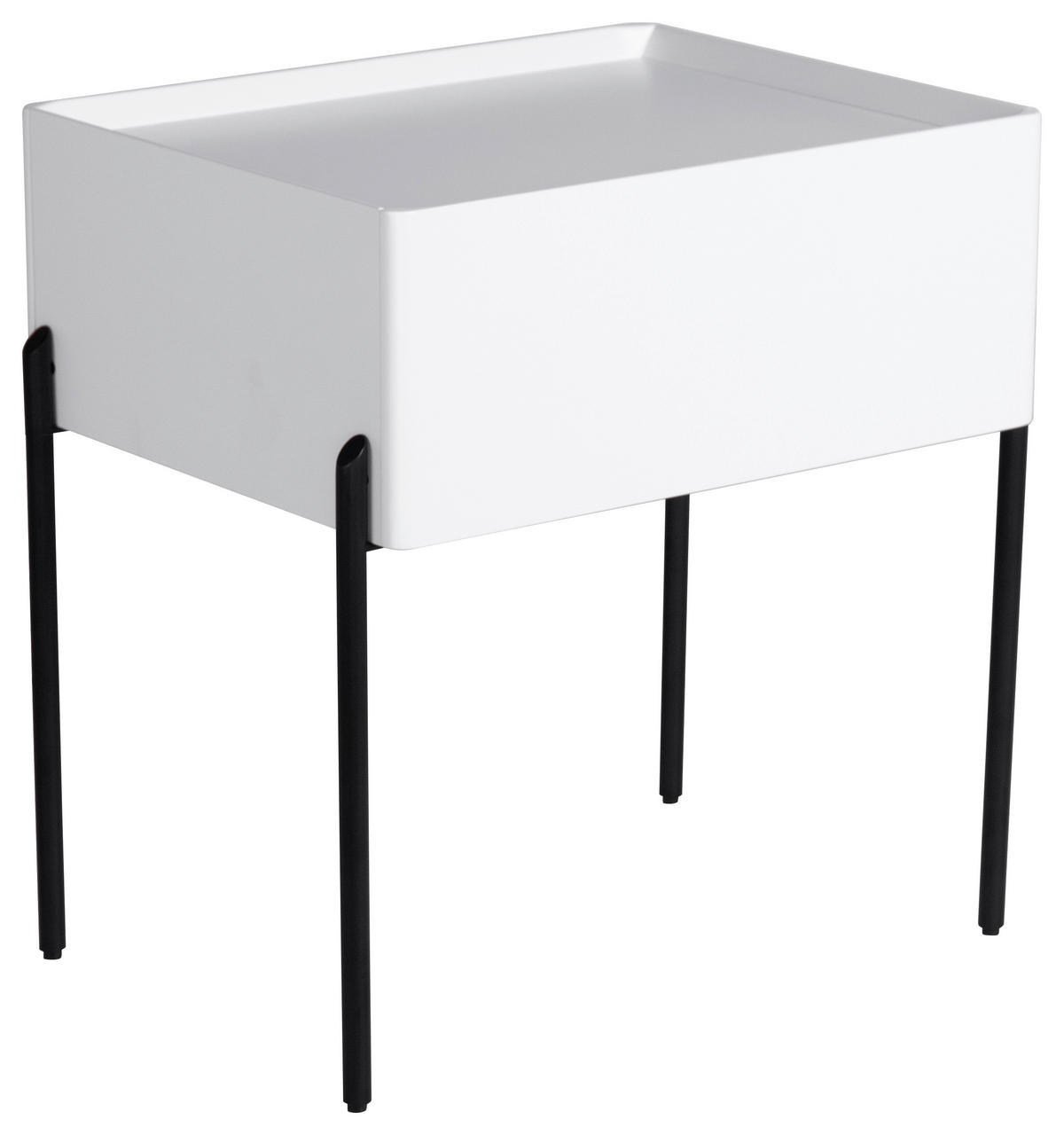 NOČNÍ STOLEK, bílá, 50/55/40 cm - bílá/černá, Design, kov/kompozitní dřevo (50/55/40cm) - Livetastic