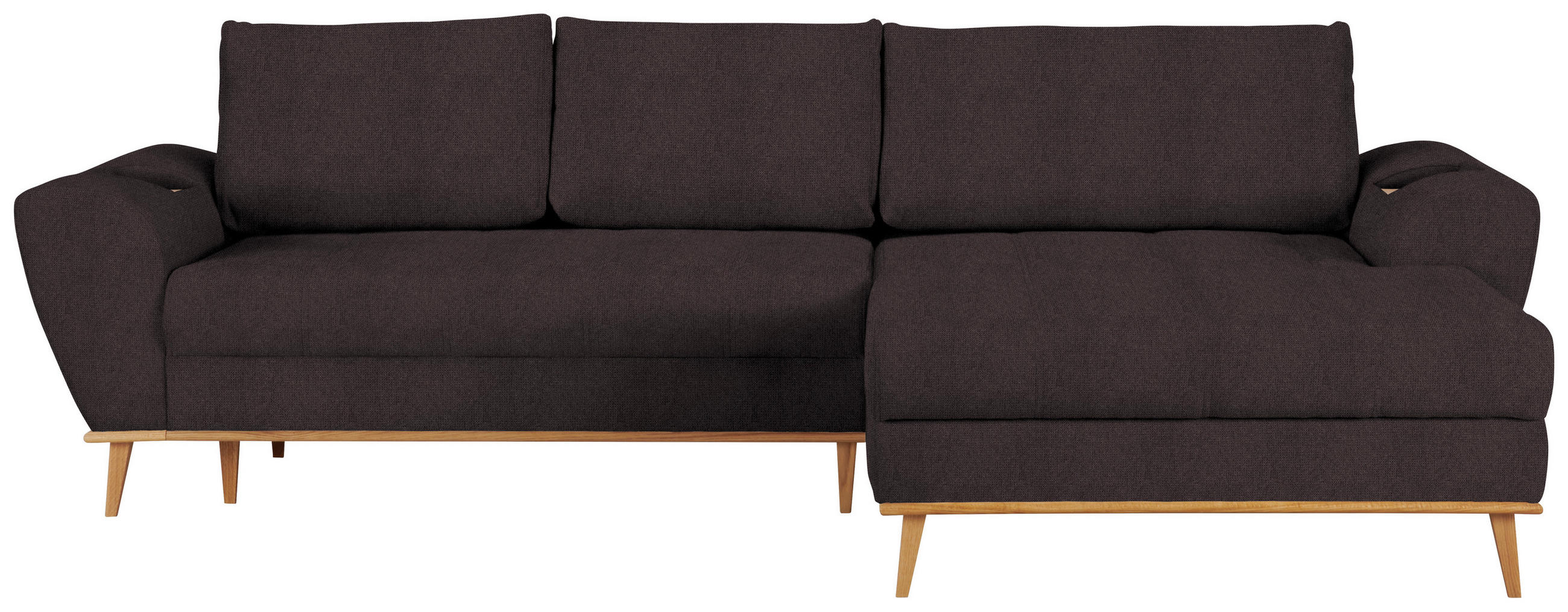 ECKSOFA Dunkelbraun Webstoff  - Eichefarben/Dunkelbraun, Design, Holz/Textil (282/175cm) - Carryhome